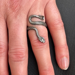 snake ring dark chrome serpent loop adjustable, &quot;Effable husbands&quot; *