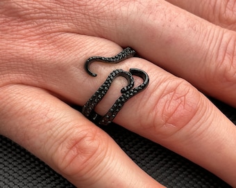 Black Kraken adjustable ring, fashion jewelry, OFMD pirate Blackbeard Edward Teach, flag, octopus, squid, tentacle, OFMD