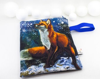Winter Tablet Sleeve, Hand Painted  Orange Fox Case