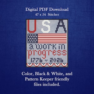 USA ein Anfänger Kreuzstichmuster Sofortiger Download PDF. Vorsichtiger Vaterlandsliebe USA 250ste Amerikanische Flagge. Politischer Snark.