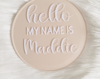Baby Announcement Sign, Baby Name Sign, Hello World, Welcome to the World, Personalised Birth Announcement Plaque, Hello My Name Is Sign