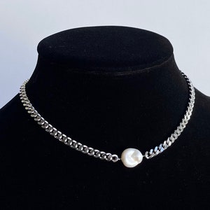 Handmade Barock Perle Choker mit Anhänger: Edelstahl Anhänger