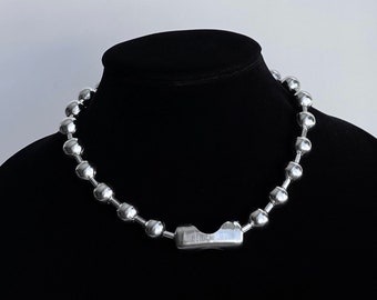 Oversized Ball Chain Choker: Handmade Stainless Steel Unisex Necklace