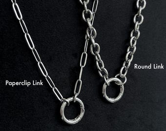 Charm Clasp Chain Necklace: Stainless Steel O-Ring, Handmade