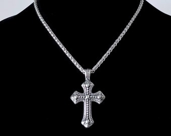 Chunky Gothic Cross Necklace: Stainless Steel Chain, Handmade Y2K Jewelry