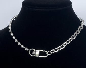 Handmade Stainless Steel Half Chain Clasp Necklace: Punk Grunge Choker