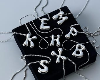 Custom Stainless Steel Bubble Letter Necklace - Personalized Name Pendant