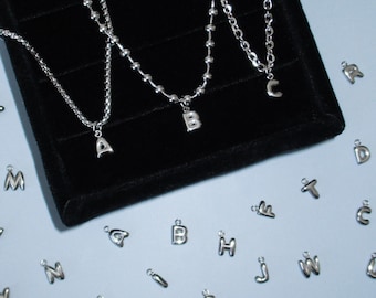 Mini Blob Letter Necklace: Stainless Steel Puffed Initial Pendant