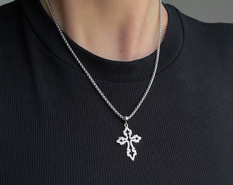 Silver Gothic Cross Necklace - Etsy