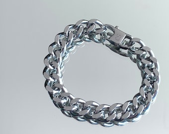 Bracelet à maillons cubains en acier inoxydable fait main - Longueur personnalisée