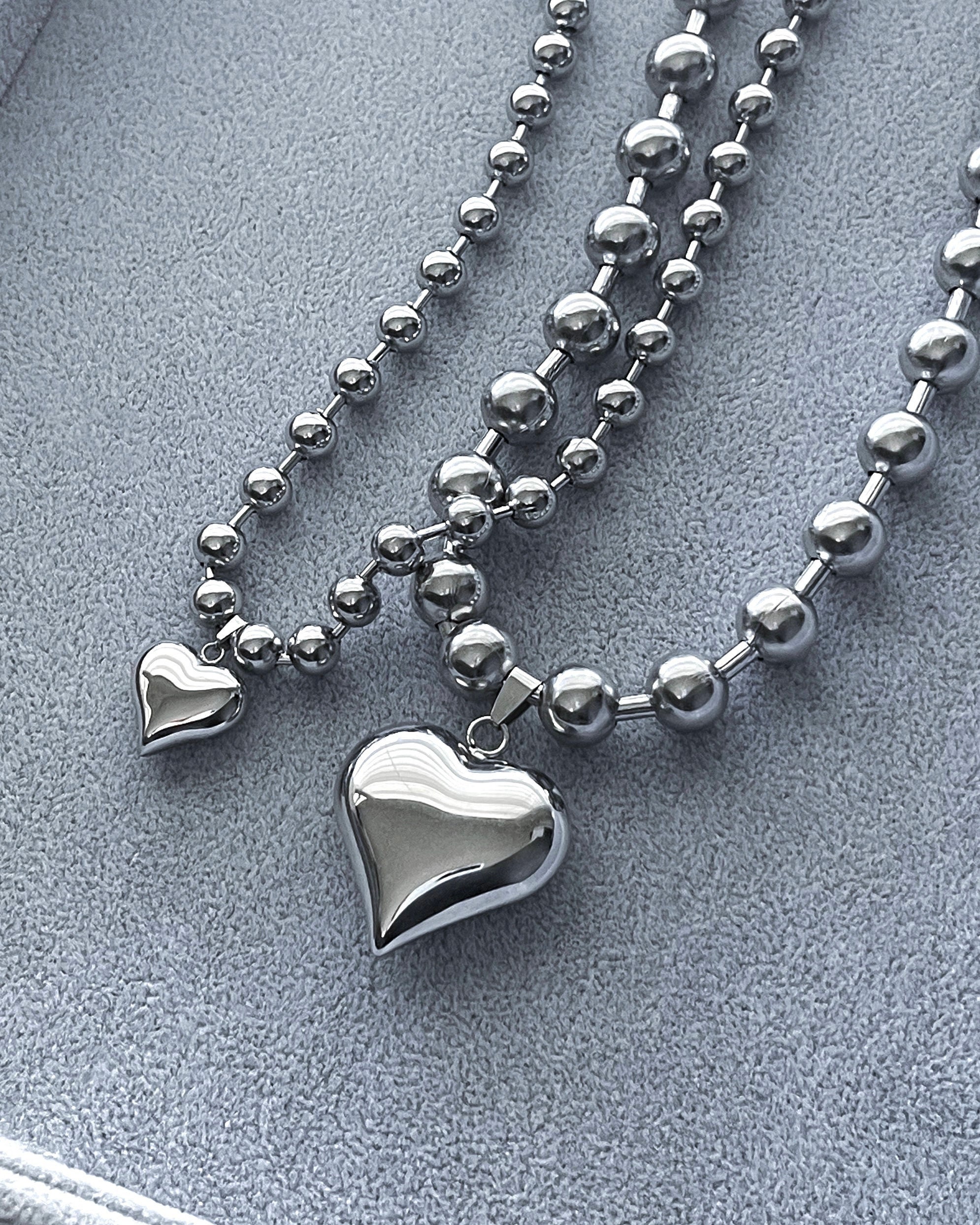 【BLACKPURPLE】happy bear mini ball necklace Baby Happy Bear Pendant - Silver - BLACKPURPLE_USD
