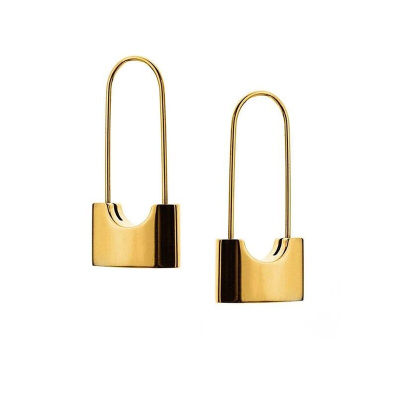 Stainless Steel Padlock Lock Earrings in Silver Gold Etsy