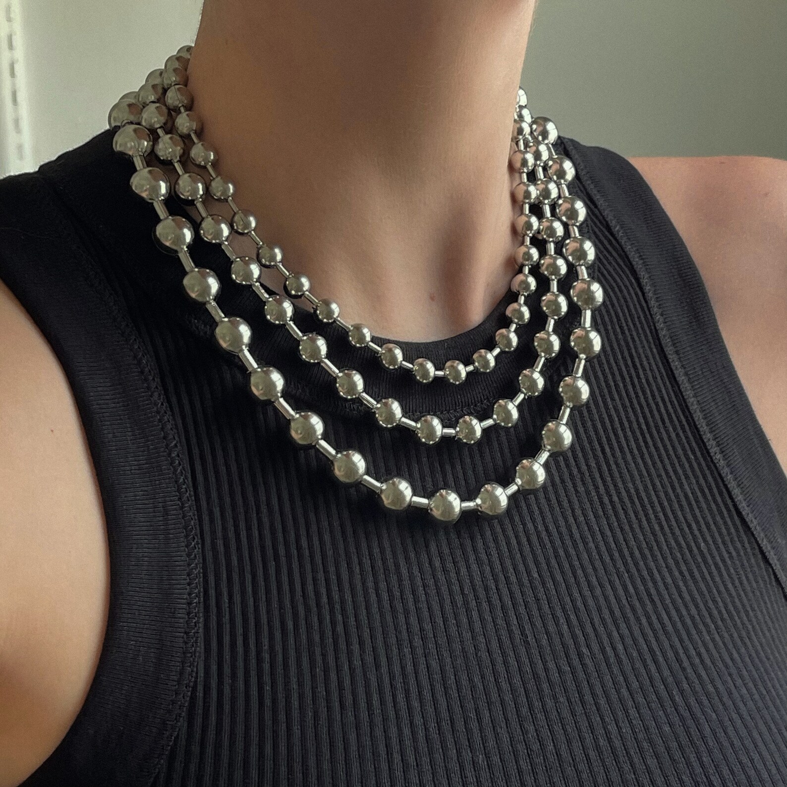 Ball Chain Choker Necklace Solid Stainless Steel Tarnishproof Etsy