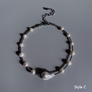 Hand-beaded Baroque Pearl Bead Necklace Freshwater Large Black Color ...