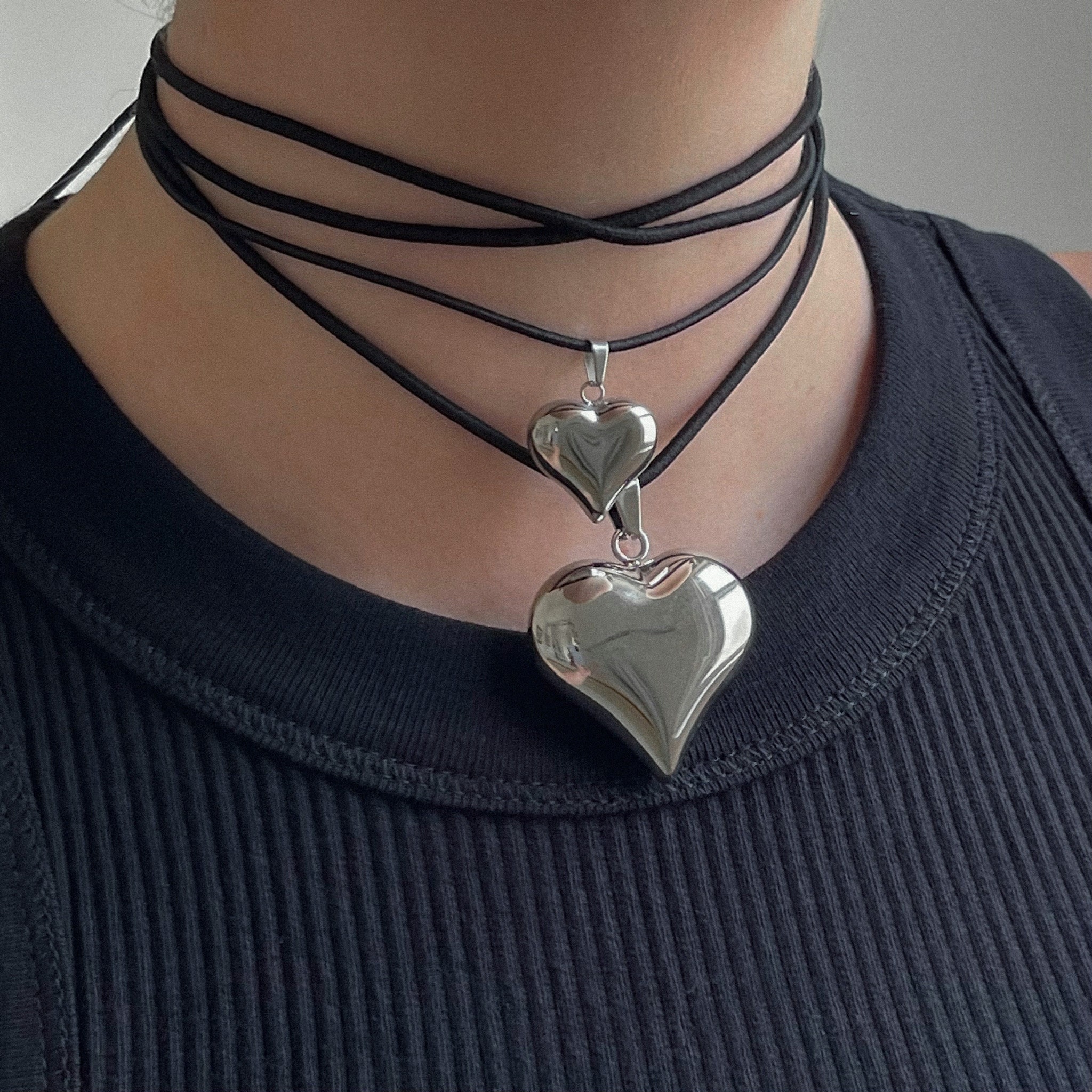 TATIANA☆[SILVER925] Witty Cubic Heart String Necklace Designer fashion, Seoul-fully created | W Concept