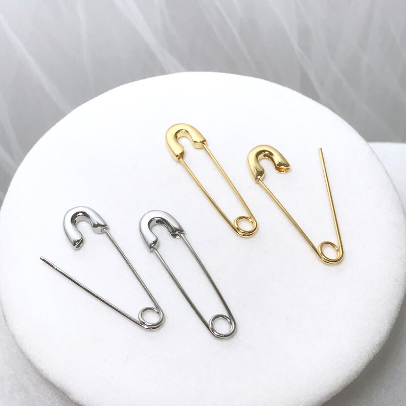 Safety Pin Earrings Stainless Steel in Silver or Gold Etsy