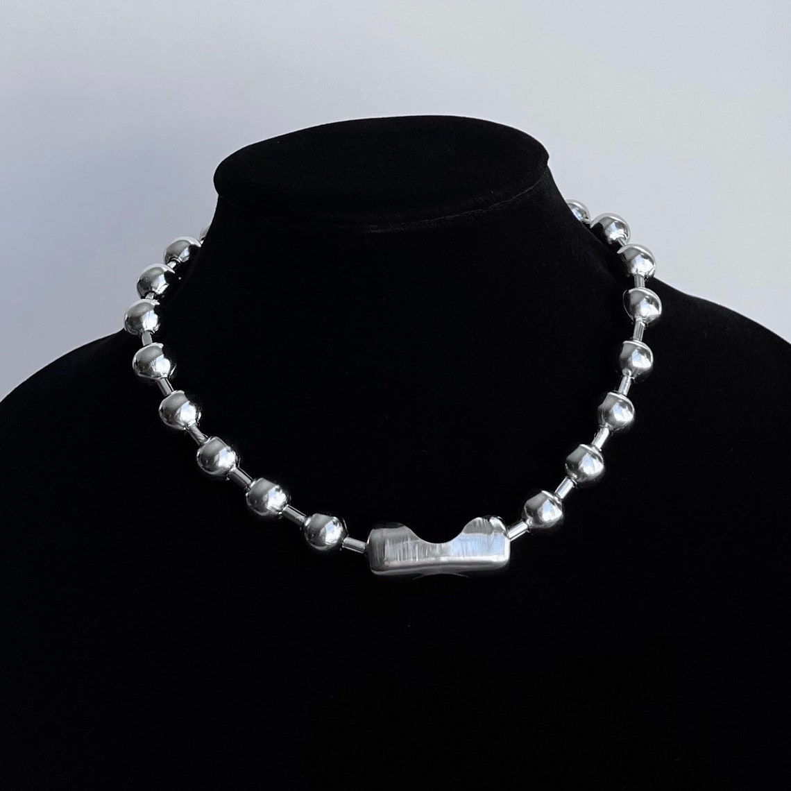 Oversized Ball Chain Choker Necklace Solid Stainless Steel Etsy