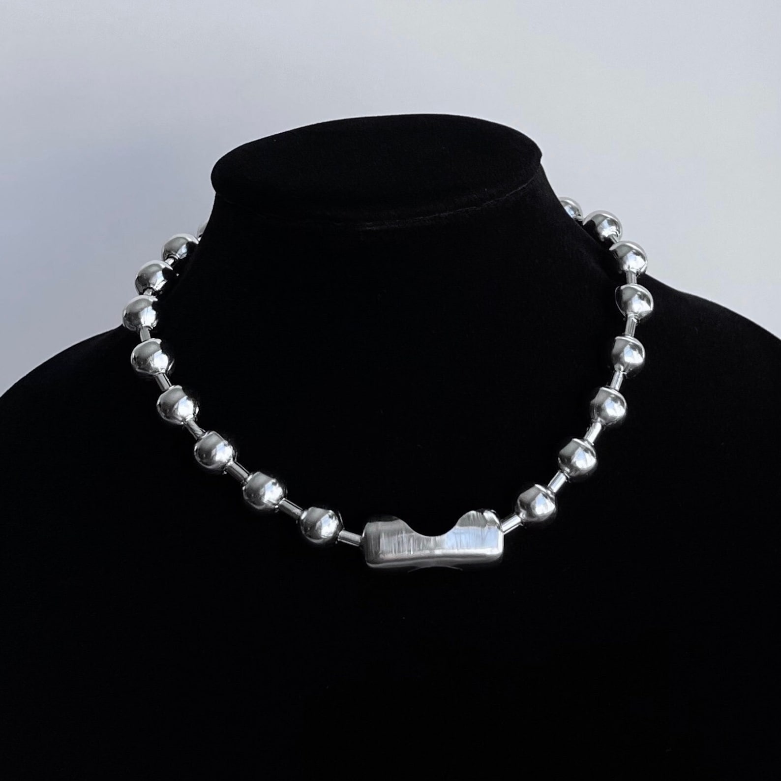 Oversized Ball Chain Choker Necklace Solid Stainless Steel Etsy