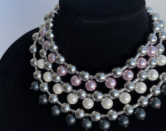 ◇BLACKPURPLE◇ 8mm pearl little ball chain necklace 8 mm pearl little ball chain necklace - BLACKPURPLE_USD