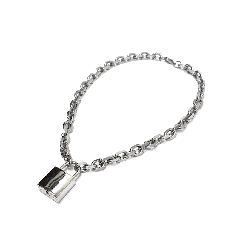 Oversized Padlock Necklace Solid Stainless Steel Chain Silver Etsy