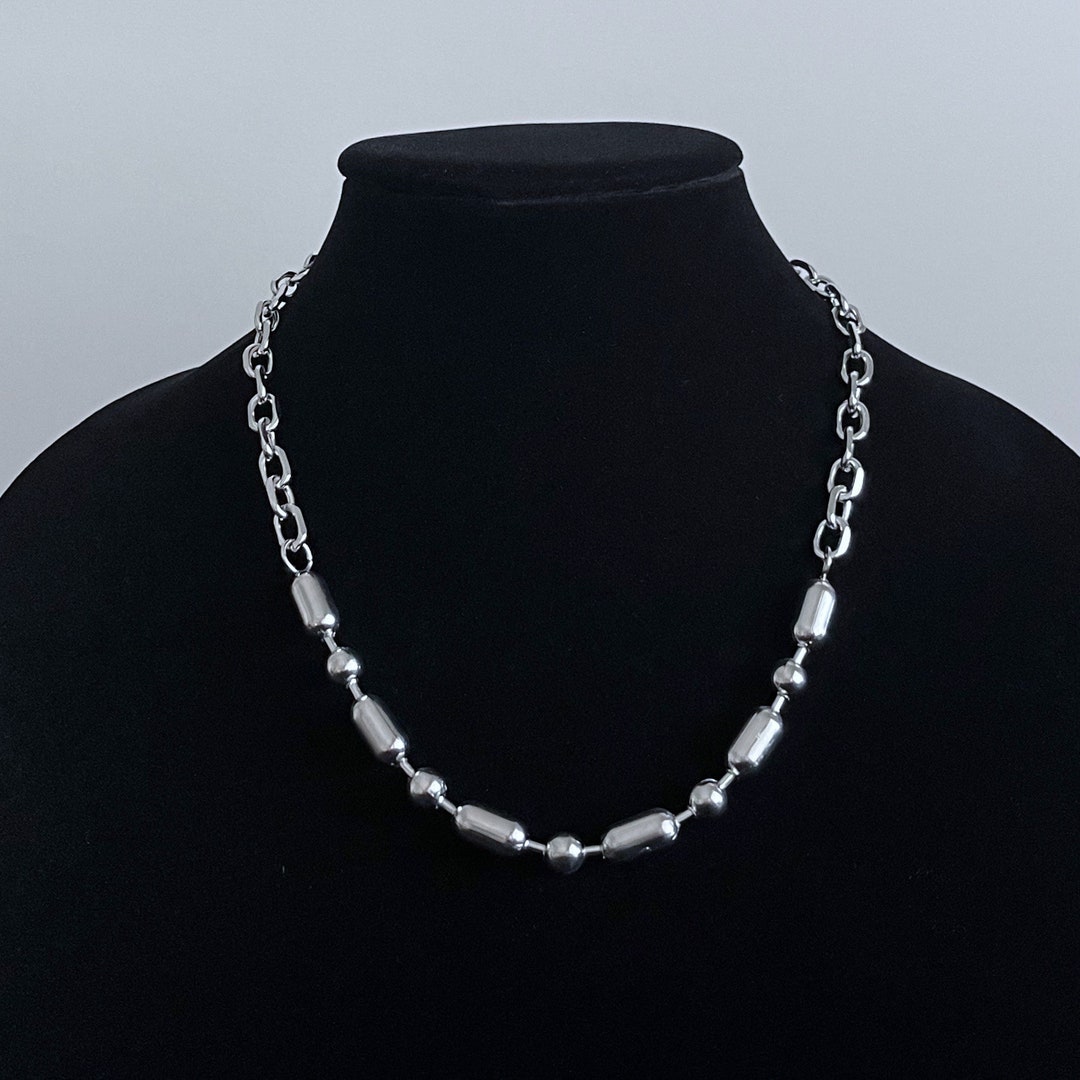 Ball Blob Link Chain Stainless Steel Silver Adjustable Layer Etsy