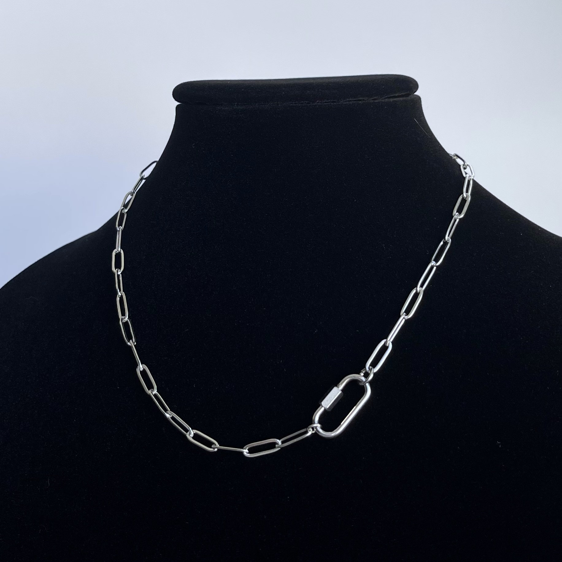 Dainty Silver And 16 Carabiner Necklace For Women 