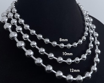 Handmade Stainless Steel Ball Chain Choker: Chunky Unisex Necklace