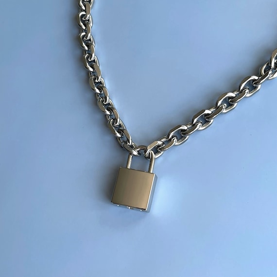 SO® Silver Tone Multi-Chain Layered Padlock Necklace