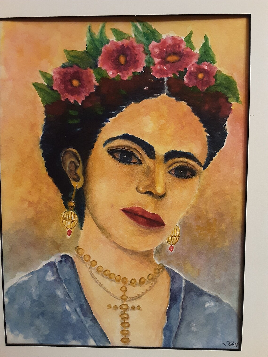 Fete des Méres-Portrait Frida Kahlo-original-painted | Etsy