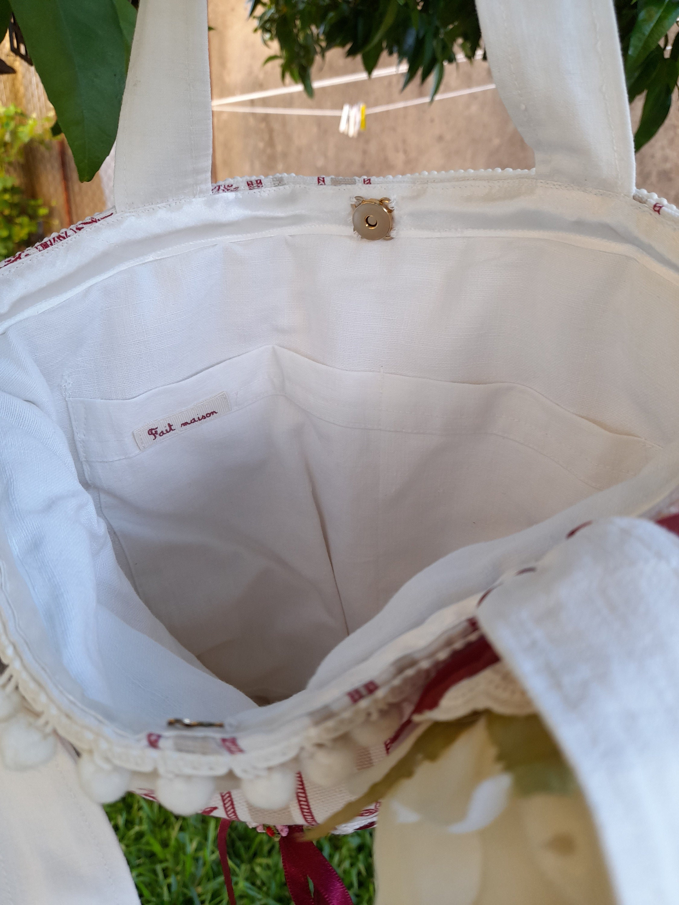 Sac En Toile De Jouy Rouge 