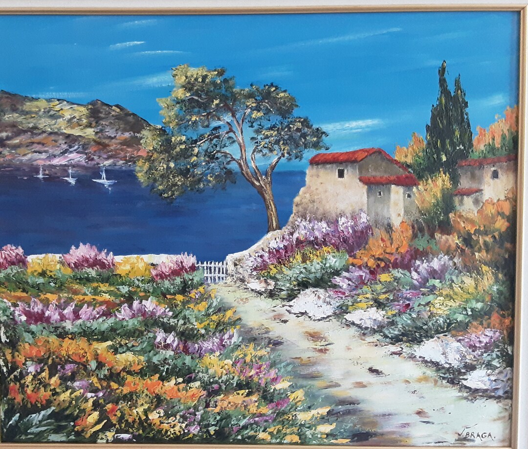 Mediterranean Coastal Art Landscape Oil on Canvas - Marine Art ...