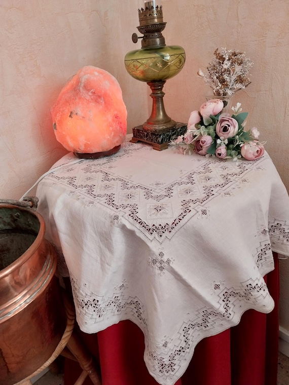Nappe rare somptueuse broderie de Madère-centre de table-invitation au jardin pour le thé gâteau Anniversaire mariage-décor cottage