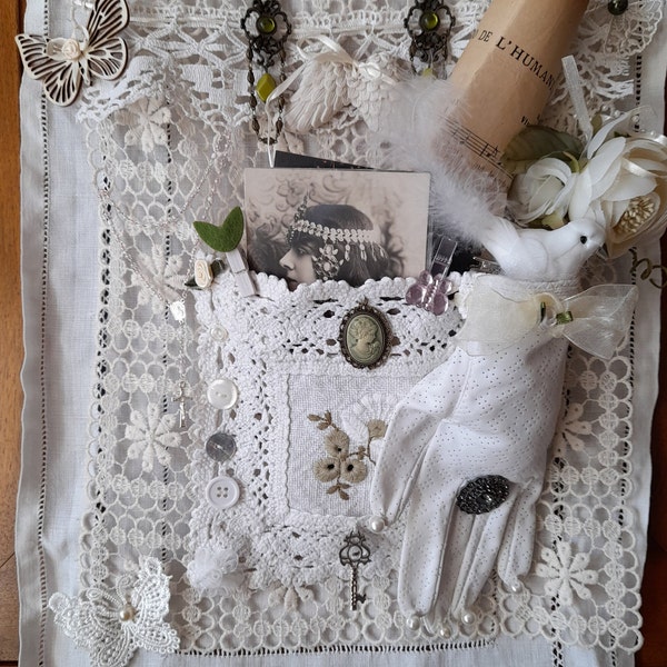 Organisateur poche trésors Shabby féminin cintre accessoire rangement fleur courrier-décor mural douche chambre jeune fille fète des Mères