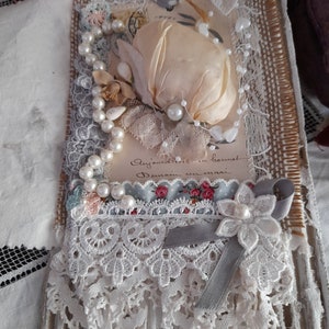 Carte mariage Victorien dentelle Shabby précieux centenaire-décor carte éphèmère art mixte bookmark minable fait main-cadeau douche nuptiale