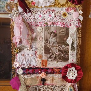 Décor Shabby Victorien organisateur poche à trésors art textile pacotille jornal miteux fait main-cintre romantic à suspendre-cadeau femme