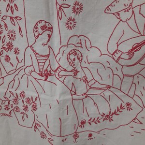 Ancien Service à Thé Ou Café Brodé Main - Set Vintage En Tissu - Point Conte