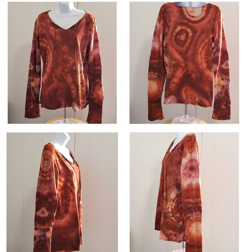 Women/'s XL Nature Inspired Ice Dyed Long Sleeved T-shirt