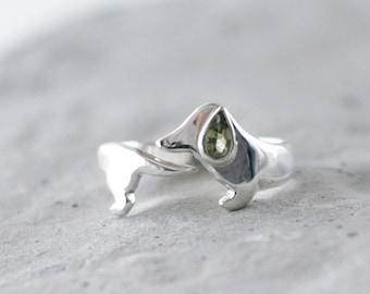 Sterling silver dachshund ring with nature stone Weenie dog Doxie Gift Doxie Sausage