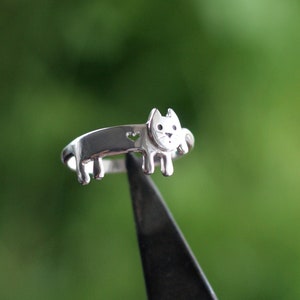 Sterling silver cat ring, minimalist cat ring, gift for cat lover, valentines gift afbeelding 1