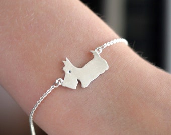 Sterling silver Scottish terrier bracelet Scottie Dog Bracelet Gift for Dog Lover