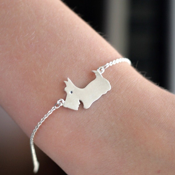 Sterling silver Scottish terrier bracelet Scottie Dog Bracelet Gift for Dog Lover