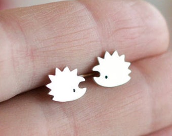 Sterling Silver Hedgehog Stud Earrings: Animal Lover Gift