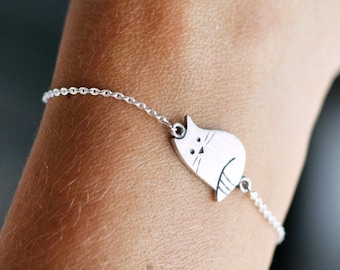 Sterling silver personalized cat bracelet