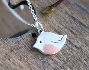 Bullfinch, Bird necklace, Wedding jewelry, Copper necklace, Copper pendant, Bridesmaid gift, Best friend necklace