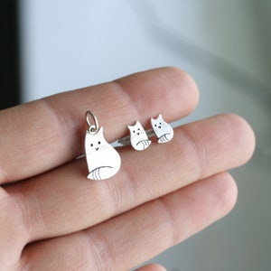 Cat necklace, Cat earrings, Cat lover gift, Jewelry set, Gift set, Nature jewelry, Cat Necklace and Earrings Set image 4
