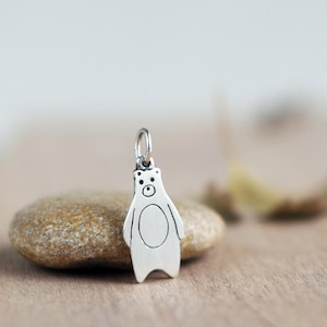 925 Sterling Silver Bear Necklace, Bear charm immagine 3