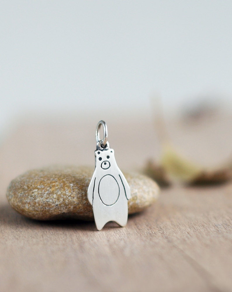 925 Sterling Silver Bear Necklace, Bear charm image 3