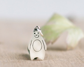 Collar de oso de plata de ley 925, dije de oso