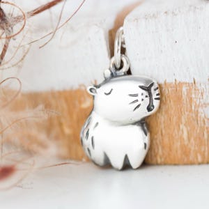 Capybara Necklace, Animal Necklace, Unique Gift, Handcrafted, quirky jewelry, Minimal jewelry, capybara charm, Capybara 925, Capybara necklace, Quirky capybara, Capybara jewelry, Capybara silver, Rodden silver charm, Capybara  Handmade capybara