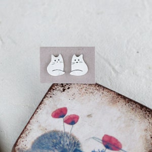 Collar de gato, pendientes de gato, regalo para amantes de los gatos, conjunto de joyas, conjunto de regalo, joyas de naturaleza, conjunto de collar y pendientes de gato imagen 5